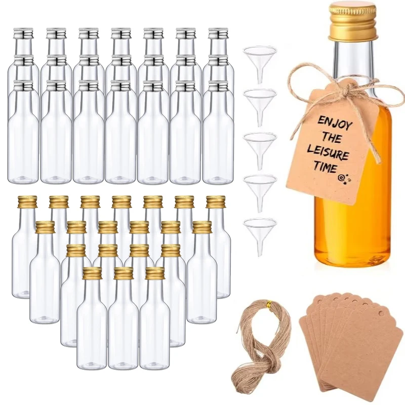 Meal Prep Juice Bottles - Mini Plastic Wine Bottle Suit 10/30/50/100Pcs