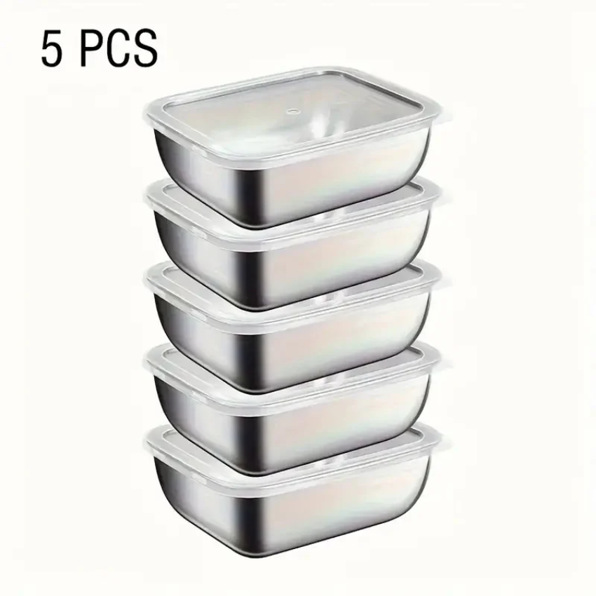 Meal Prep Recipes - 5pcs Stainless Steel Food Storage Stackable