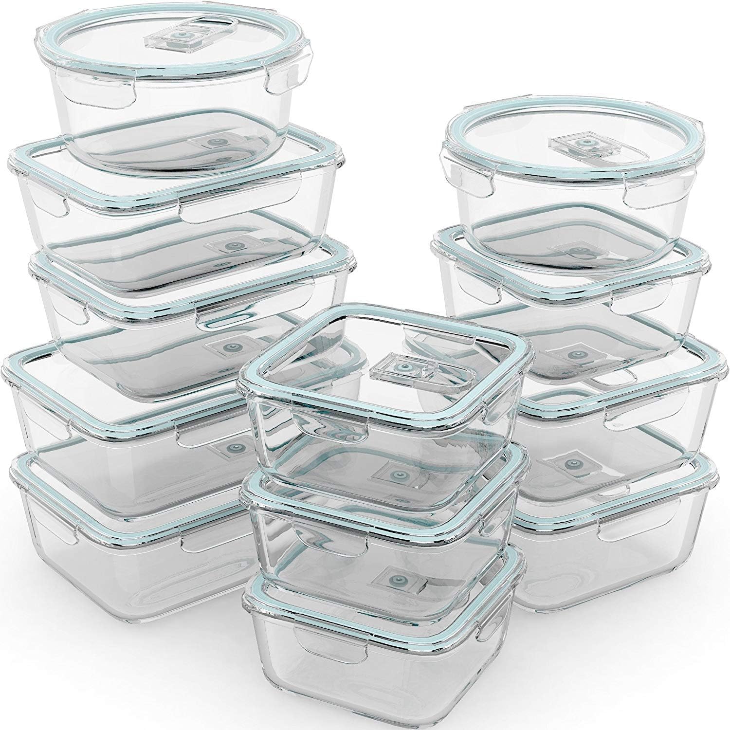 Meal Prep Container - 24 Pc Airtight Glass Food Storage