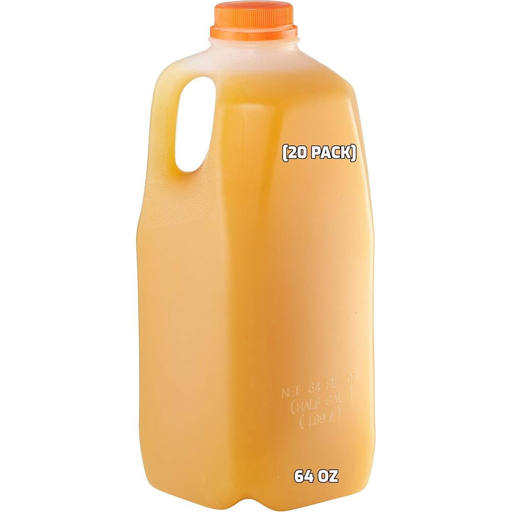 Meal Prep Juice Bottles - 20-Pack 64oz Empty Plastic Smoothie Bottles