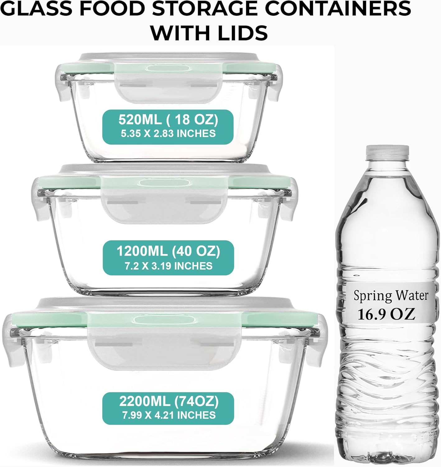 6 PC Square Glass Food Storage - Meal Prep Container avis et prix