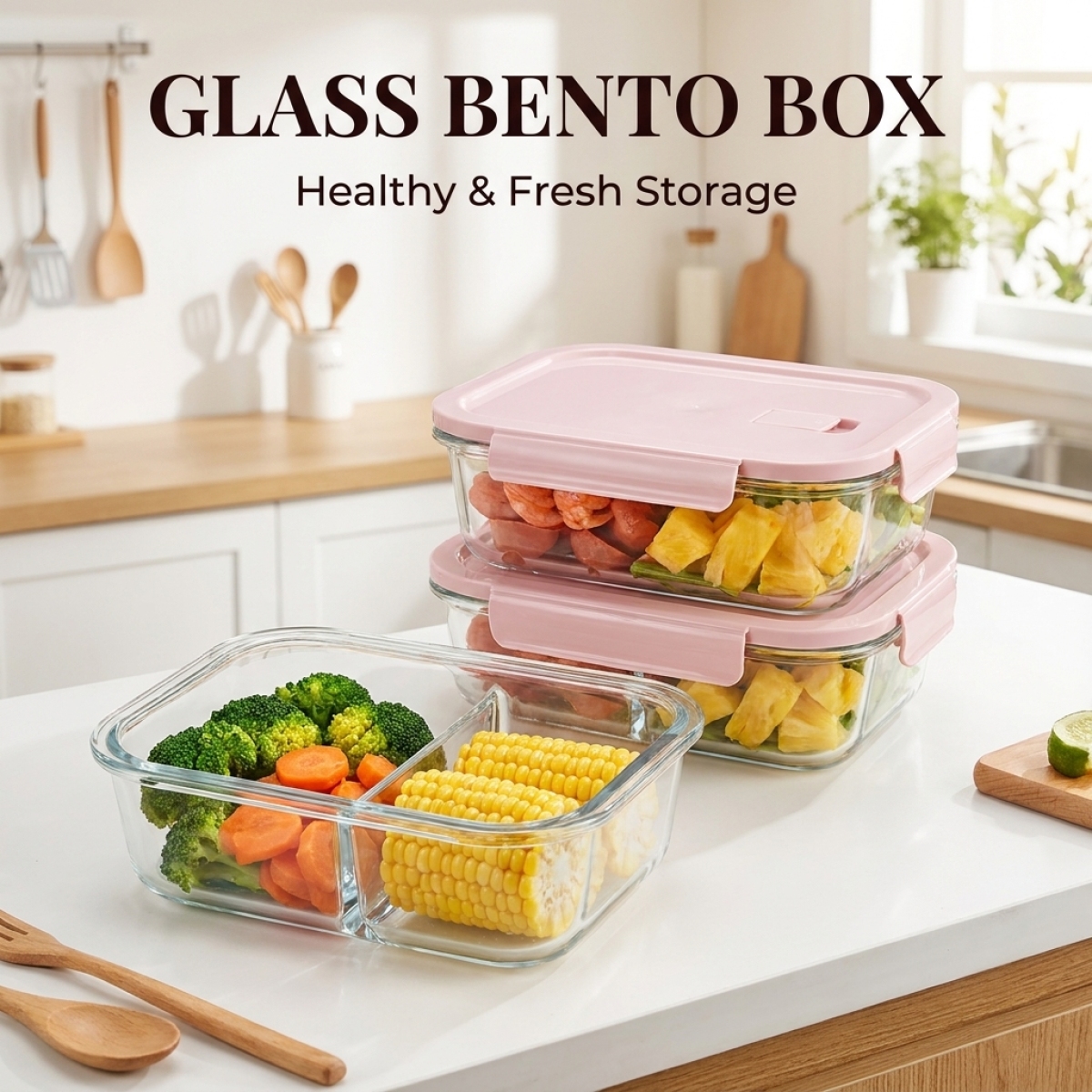 Cute Pink Glass Meal Prep Cont - Meal Prep Healthy Lunch avis et prix