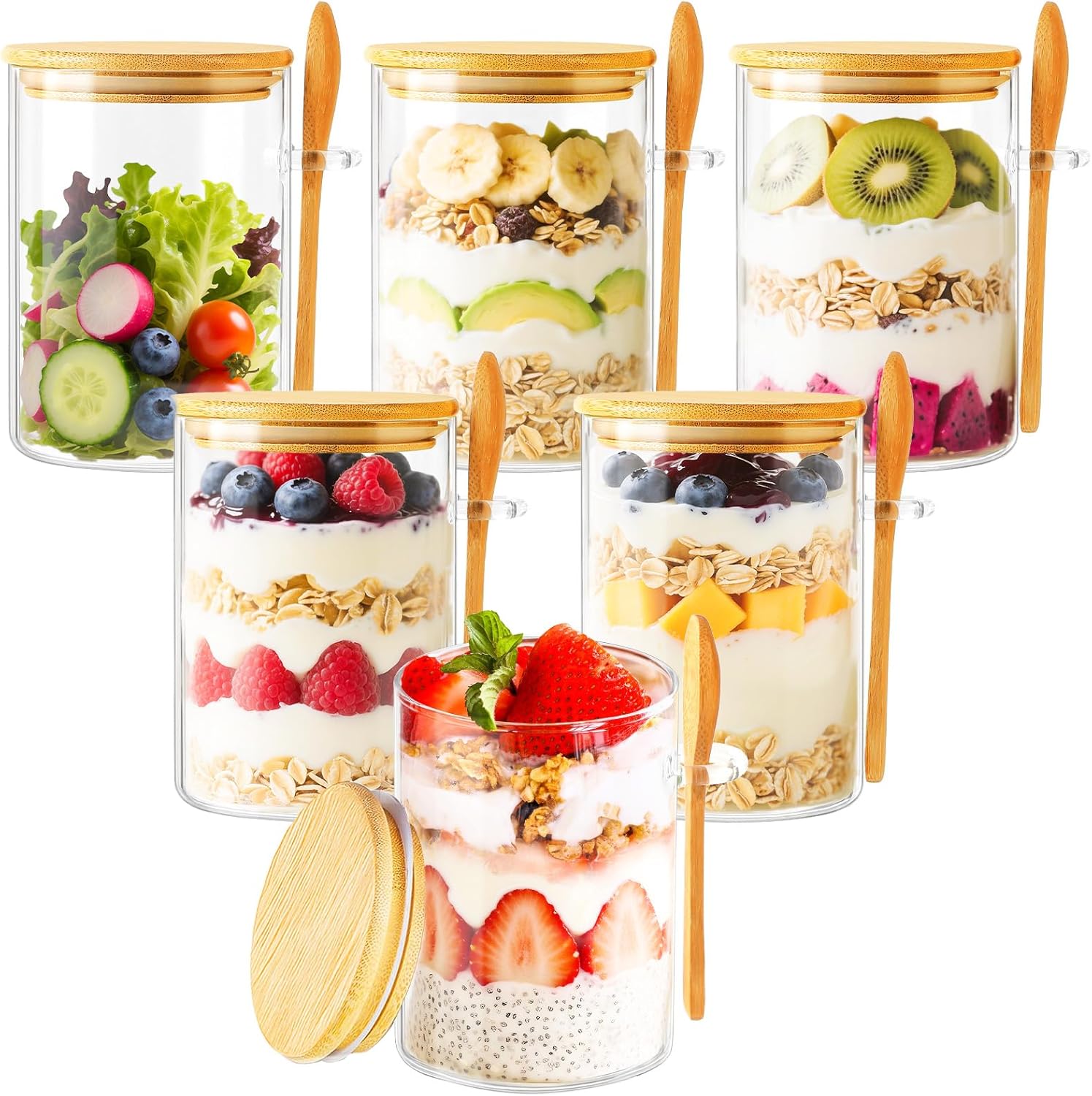 6 Pack Overnight Oats Containe - Meal Prep Jars With Lids avis et prix