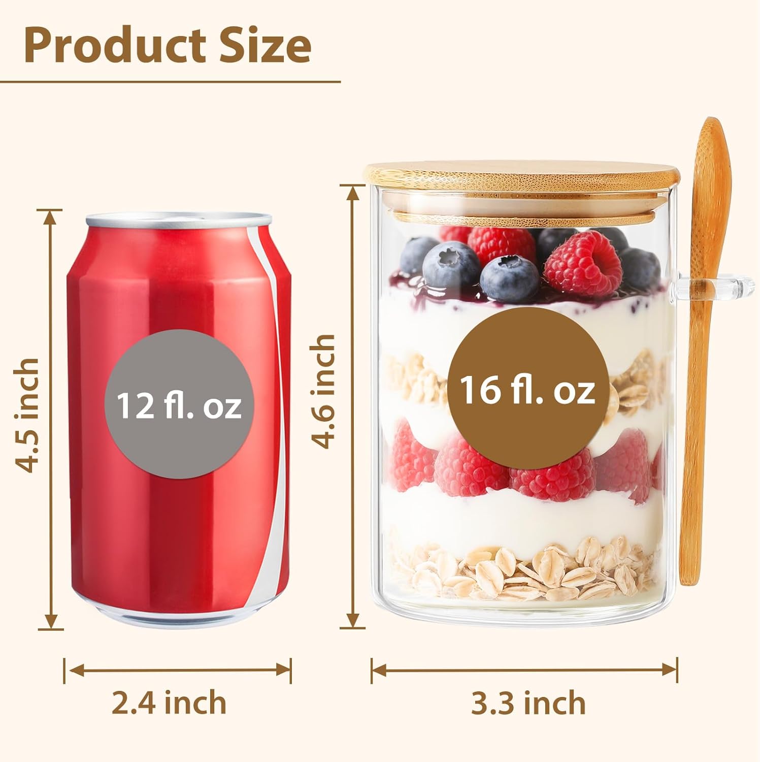 6 Pack Overnight Oats Containe - Meal Prep Jars With Lids avis et prix