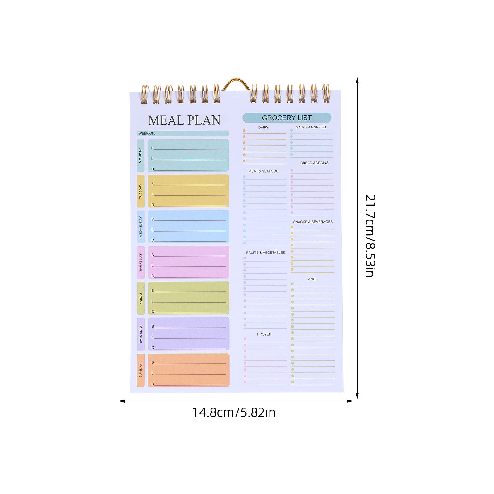 A5 Spiral Weekly Meal Planner  - Meal Prep Grocery List avis et prix