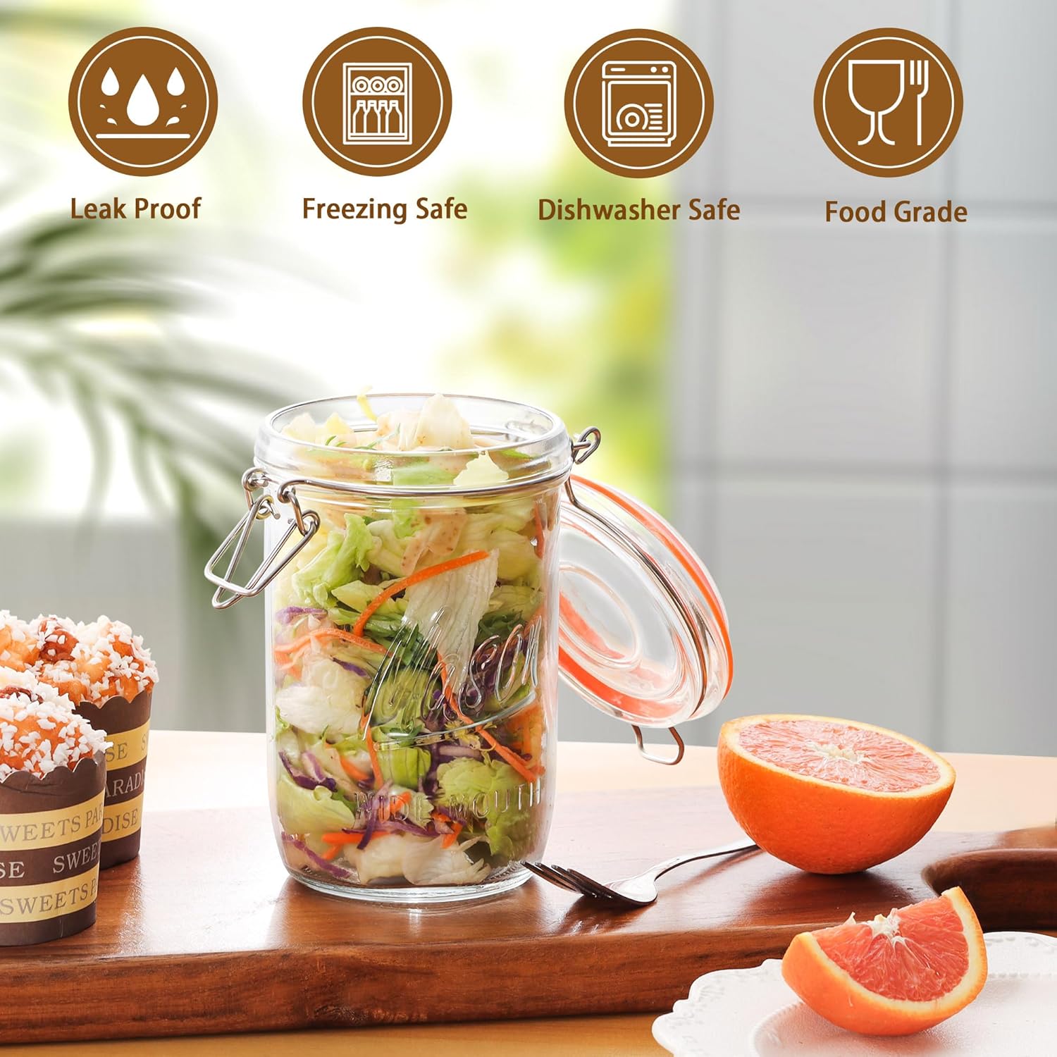 24oz Wide Mouth    Jars – 6 Pa - Meal Prep Jars With Lids avis et prix