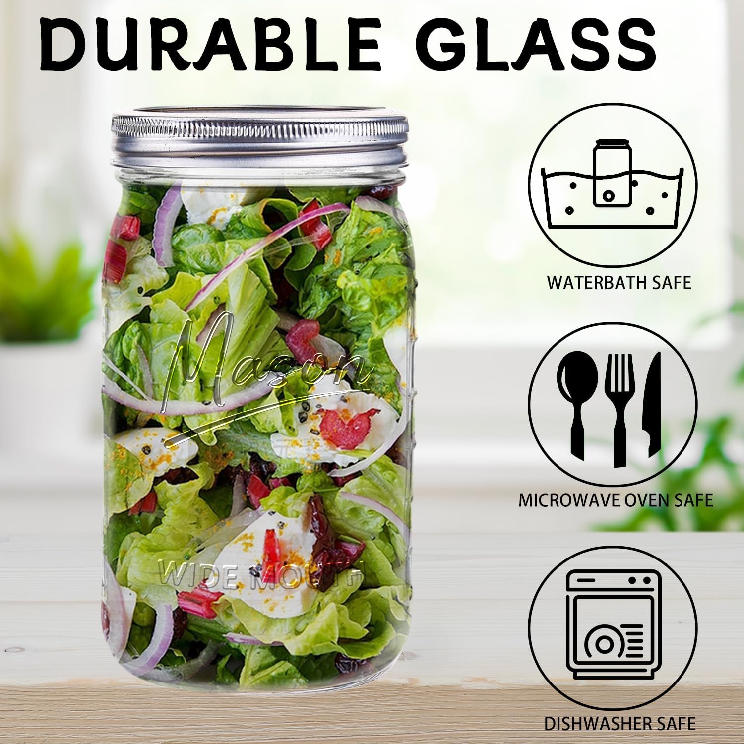 Jars 32 oz,12 Pack Quart Wide  - Meal Prep Jars With Lids avis et prix