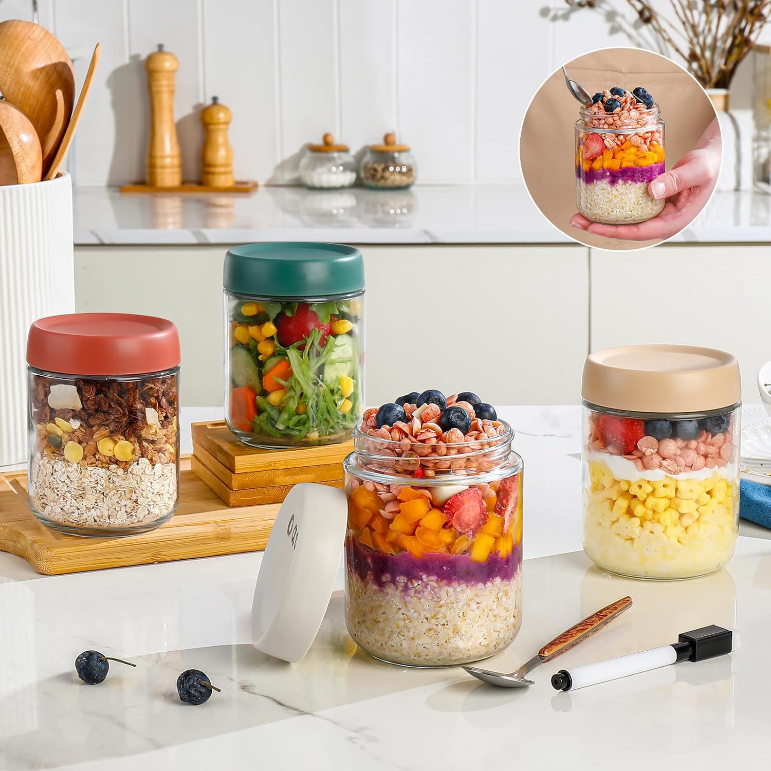 Glass Overnight Oats Container - Meal Prep Jars With Lids avis et prix