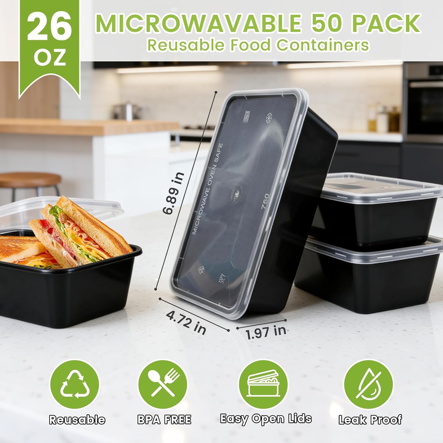 50-Pack Meal Prep Containers,  - Meal Prep Healthy Lunch avis et prix