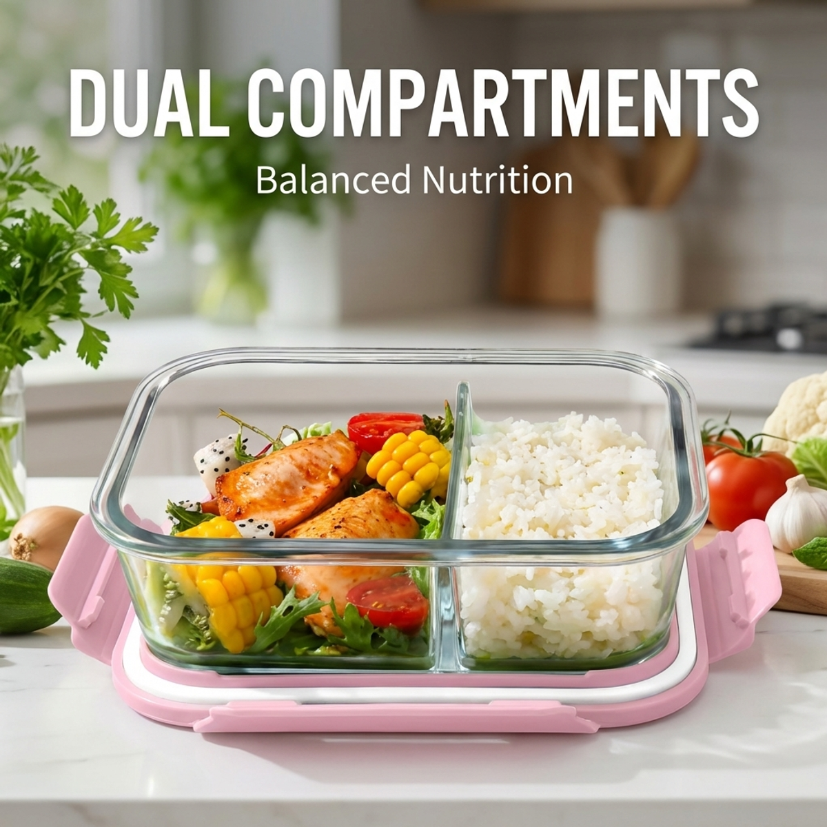 Portable Pink Glass Meal Prep  - Meal Prep Healthy Lunch avis et prix