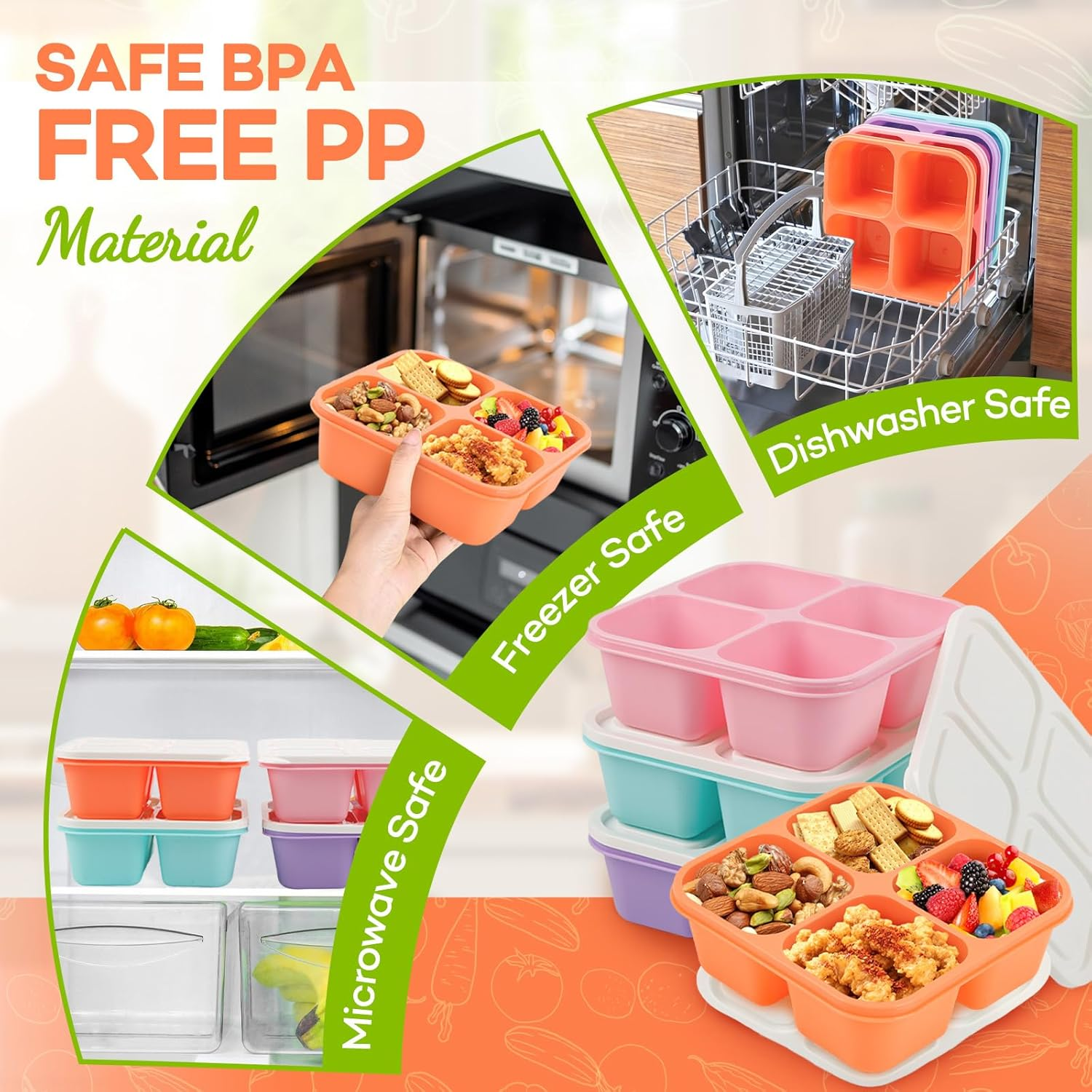 4 Pack Adult Bento Box 4 Compa - Meal Prep Healthy Lunch avis et prix