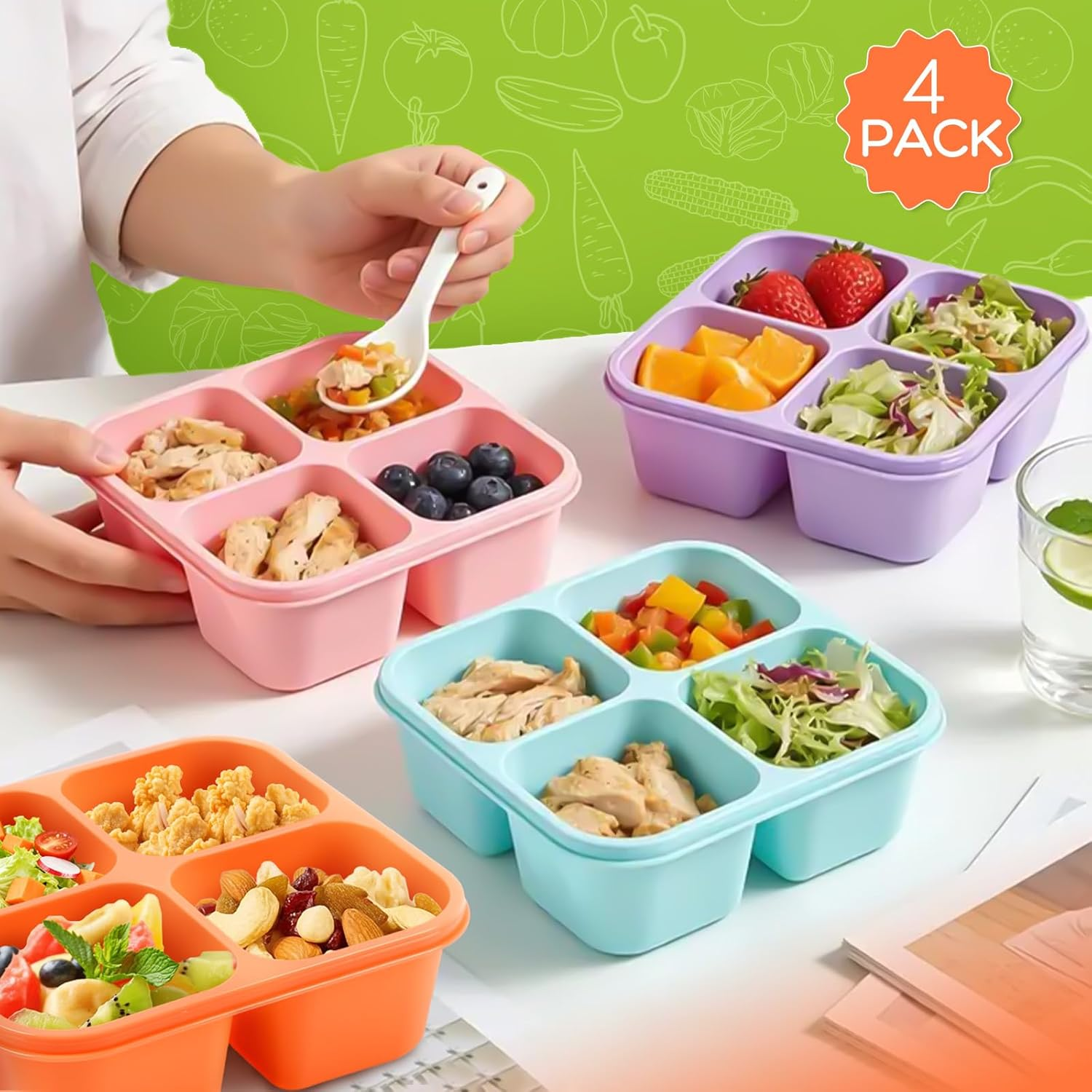 4 Pack Adult Bento Box 4 Compa - Meal Prep Healthy Lunch avis et prix