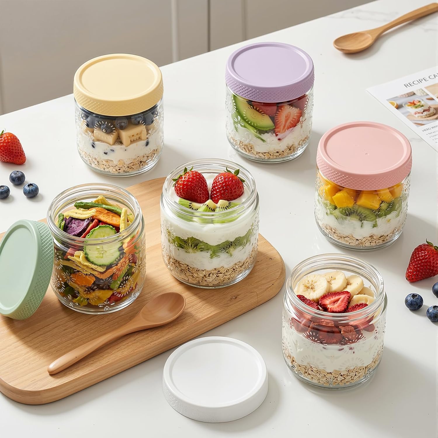 6 Pack 16 oz Overnight Oats Co - Meal Prep Jars With Lids avis et prix
