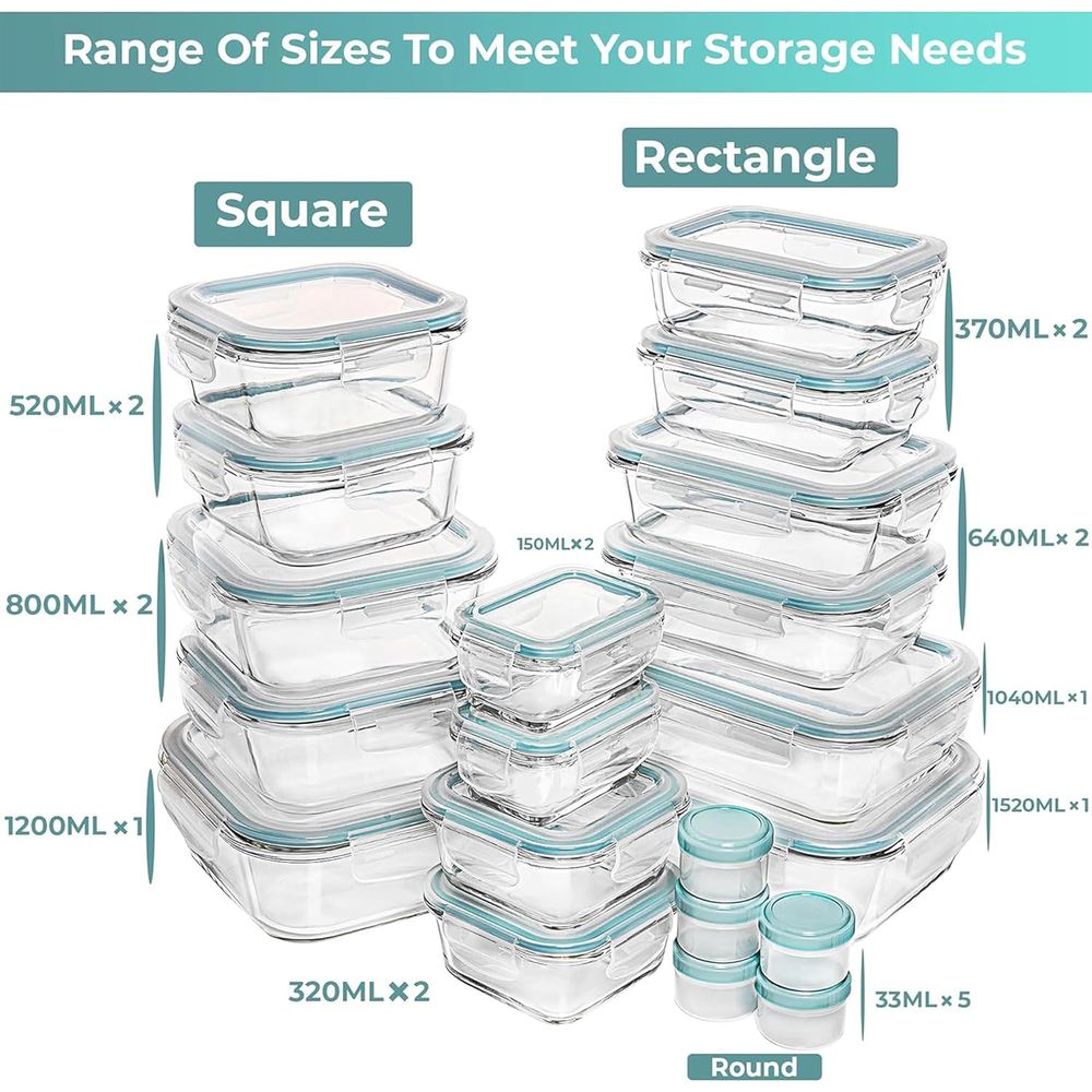 Pc Set Glass Food Storage Cont - Meal Prep Container avis et prix