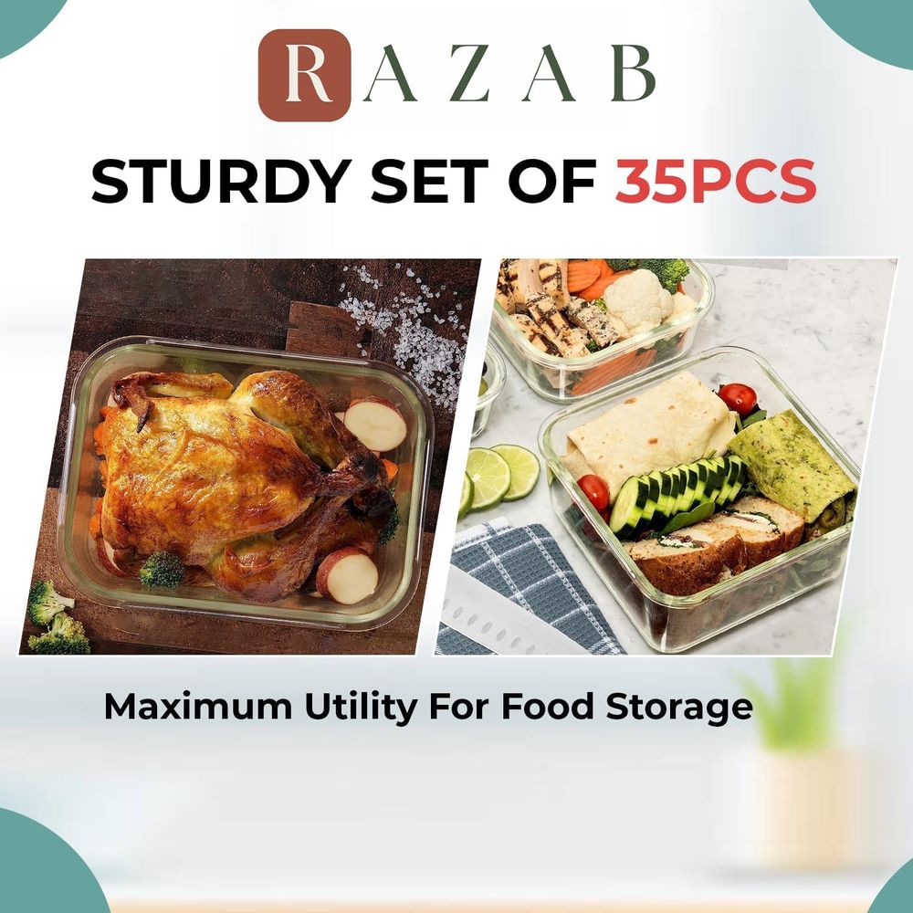 Pc Set Glass Food Storage Cont - Meal Prep Container avis et prix