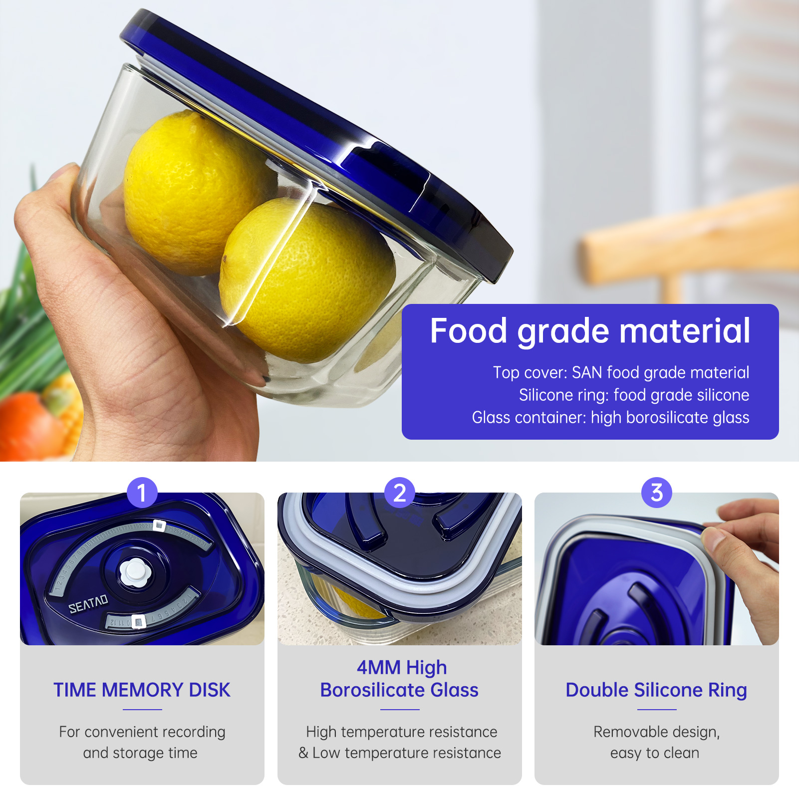 SEATAO Glass Food Storage Cont - Meal Prep Recipes avis et prix